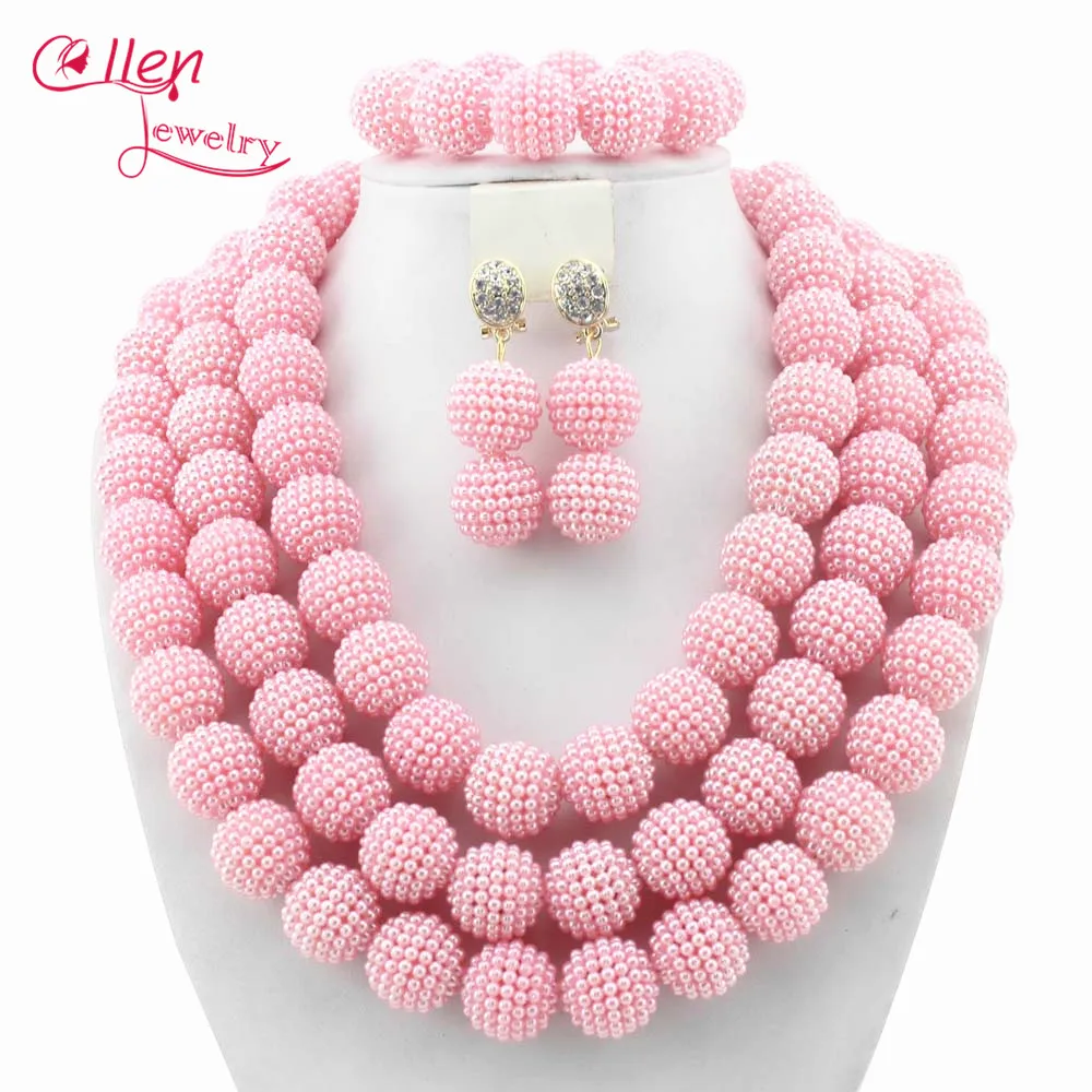 

2017 Fashion african beads necklace set nigerian wedding african beads jewelry set Free shippingW8744