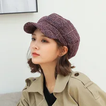 Осенне-зимние шапки-береты для женщин восьмиугольная кепка шапки стильная художница кепка газетчика женские винные береты с козырьком цвета хаки