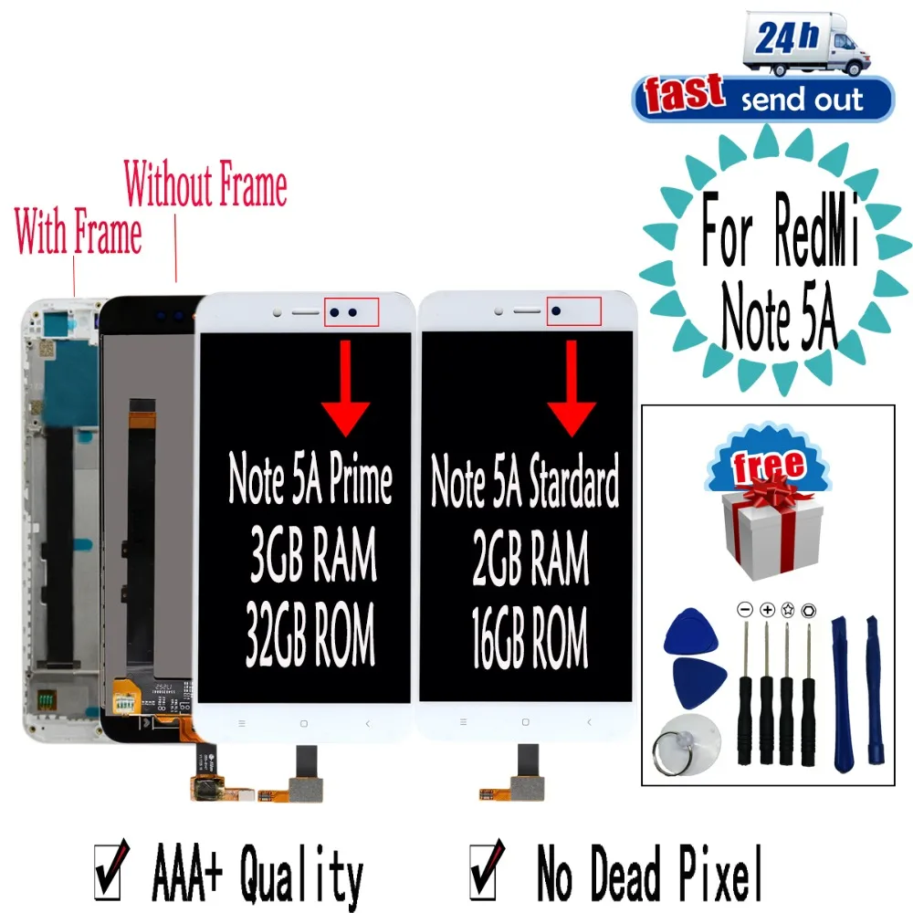 

5.5'' LCD For Xiaomi Redmi Note 5A Prime LCD Display Y1 / Y1 Lite Touch Screen Tested Digitizer Assembly With Frame