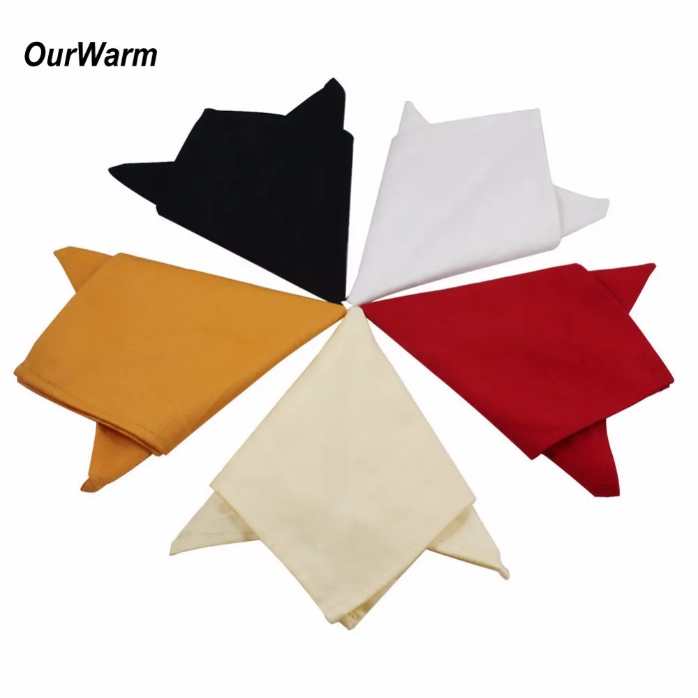 

OurWarm 10Pcs/Lot Table Napkin 12" Square Pure Cotton Cloth Wedding Napkins Pocket Handkerchief Dinner Wedding Table Decoration
