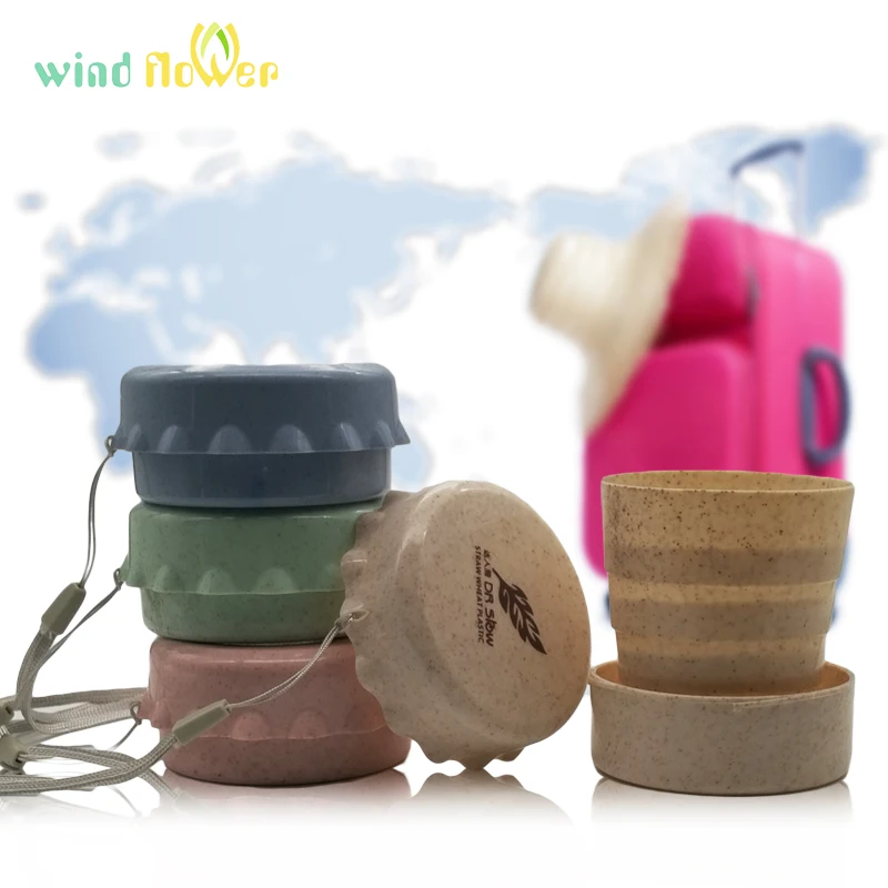 

Wind flower Wheat Straw Creative Plastic Portable Telescopic Outdoor Travel Foldable Water Bottle