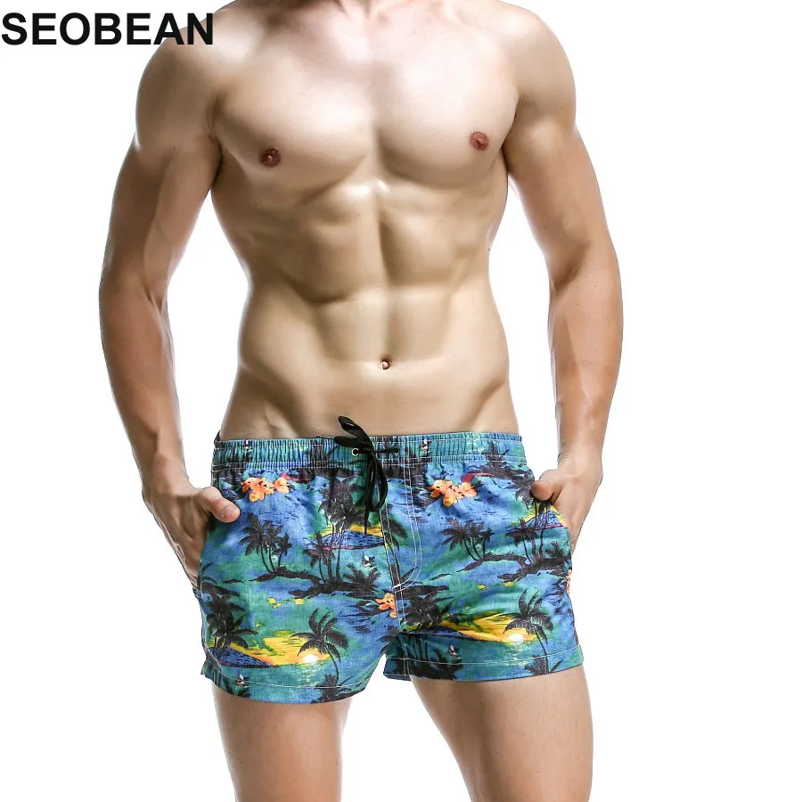 

SEOBEAN Coconut trees Men Swimwear Shorts Sexy Sunga Masculina Men'S Swimming Trunks men briefs sport men Swimsuit beach 366