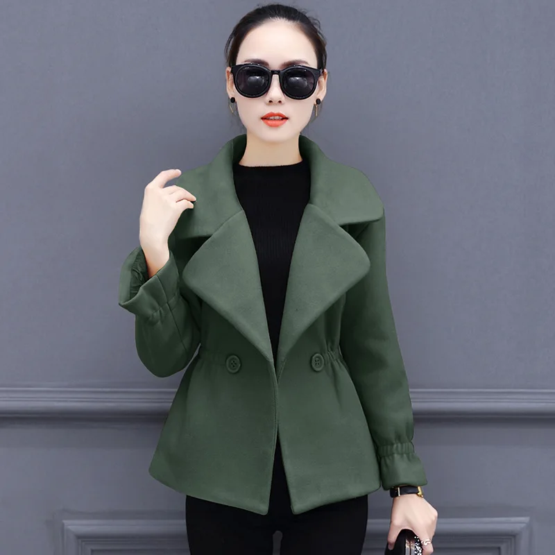 2018 Winter Short Woolen Coat Female Jacket for Women Coffee Red High Quality Wool Coat Elegant Slim Women Woolen Warm Overcoat