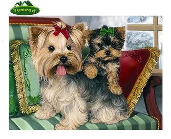 

Yumeart Full Drill Diy Diamond Mosaic Yorkshire 5D Diamond Painting Cross Stitch Kits Cute Pet Dog Animals Embroidery Animal kit