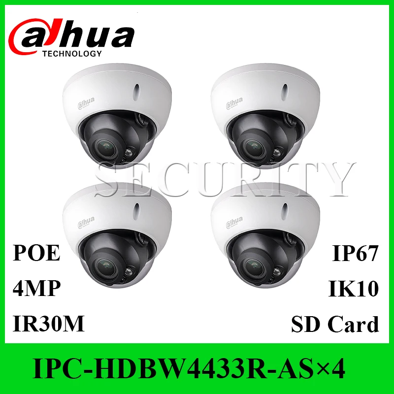 

4Pcs/Lot Dahua IPC-HDBW4433R-AS 4MP IP PoE CCTV Camera IK10 IP67 Audio and Alarm Replace IPC-HDBW4431R-AS DHL EXPRESS SHIPPING