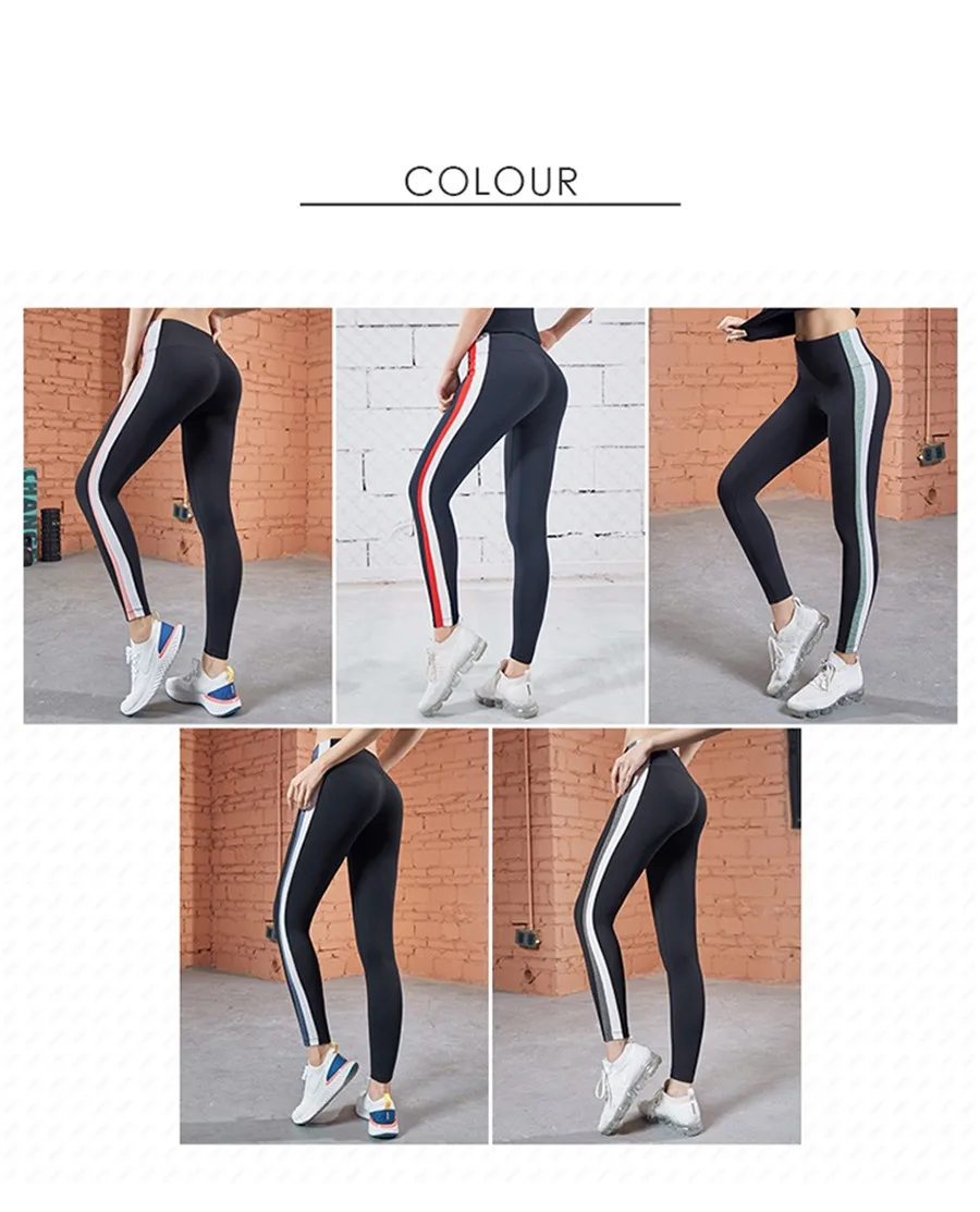 Женские штаны для йоги с высокой талией, спортивные колготки для бега, эластичные леггинсы для фитнеса, тренировки, комбинированные цвета, EDONNICA