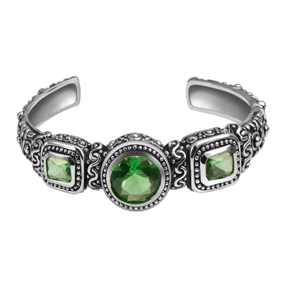 

Created Emerald 925 Sterling Silver Fashion Beautiful Jewelry Bracelet P319