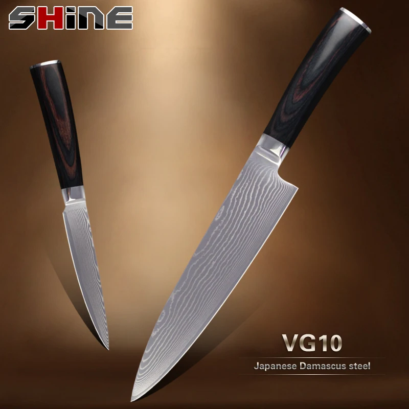 XYJ brand damascus kitchen knives 8" + 5" high end Japanese VG10