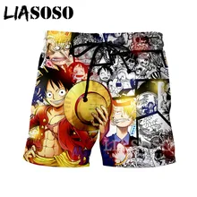 LIASOSO летние новые мужские и женские Брук 3D принт Аниме one piece Обезьяна D Луффи шорты пляжные Фитнес хип хоп свободные спортивные брюки A234