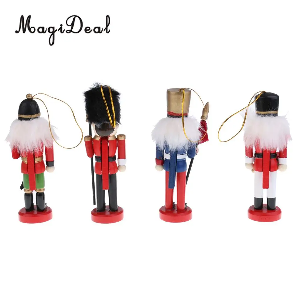 8Pcs 12cm Christmas Decorations Wooden Soldiers Nutcracker Puppets Figures Christmas Ornaments Home Office Table Desk Decor