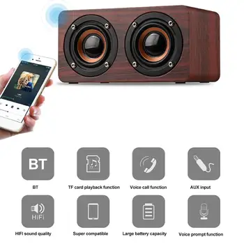 

W5 Wood Grain Bluetooth Speaker Dual Super Bass Subwoofer Hands-free Loudspeaker Wireless Bluetooth Speaker
