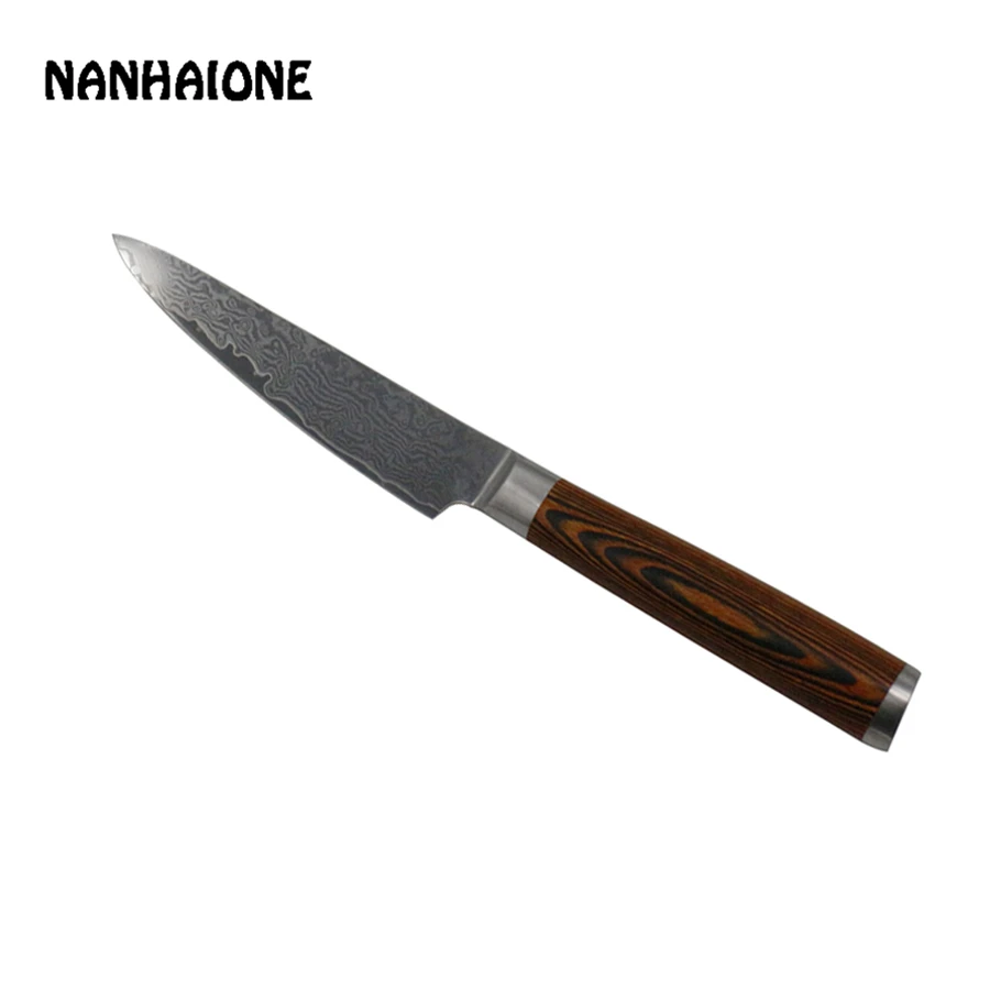 

NANHAIONE 2018 New 5 inch Japanese Utility Knife 67 Layers Japanese Damascus Kitchen Knife Pakka Wood Handle CL013