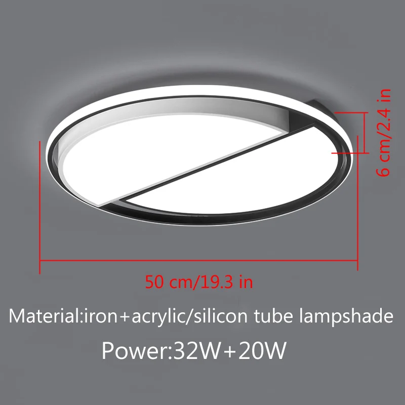 Японский Круглый геометрический Простой Черный Белый светодиодный металлический Железный Круглый светильник для спальни современный домашний светильник потолочный светильник для спальни - Цвет корпуса: Ring Black And White
