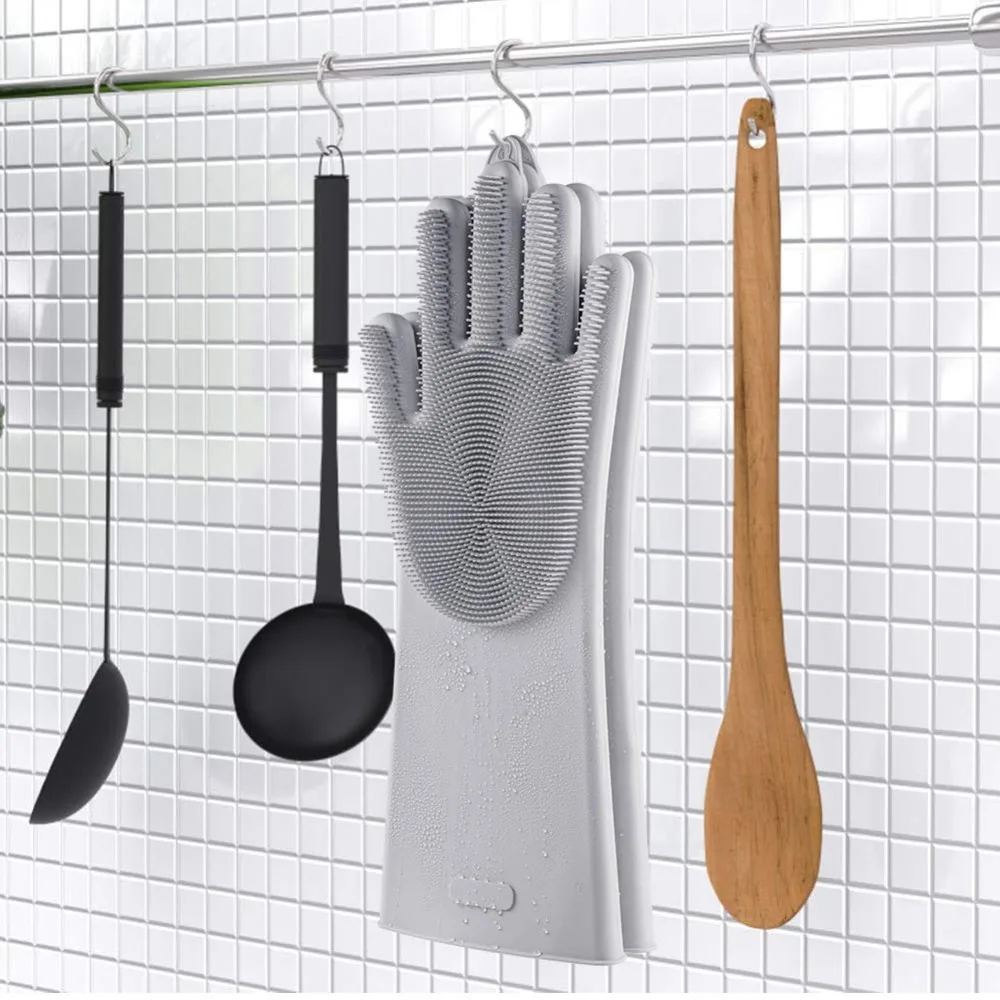 Волшебные Силиконовые Rubbe блюдо моющиеся перчатки Экологичные щетка для мытья посуды для Многоцелевой Кухня кровать ванная комната Уход за волосами