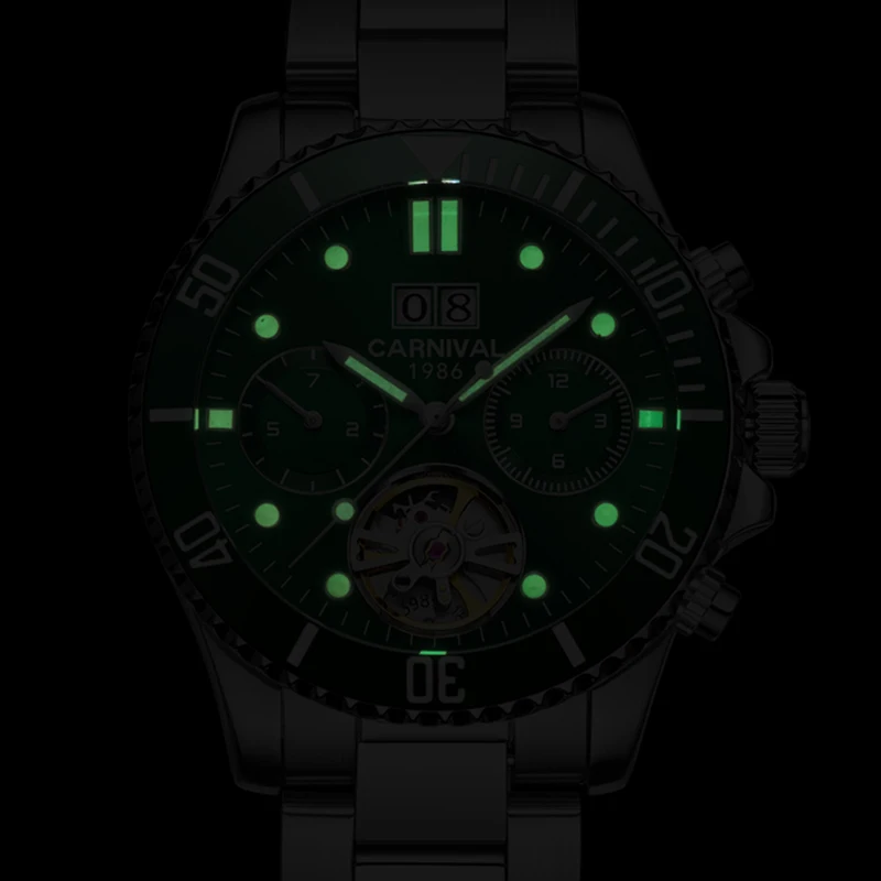 Tourbillon механические часы для мужчин Топ люксовый бренд карнавал спортивные