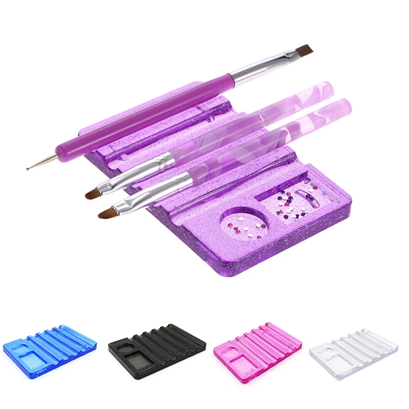 

1Pc Acrylic Crystal 5 Colors Nail Art Brush Holder Display Stand Rest Tools for UV Gel Brush Pen