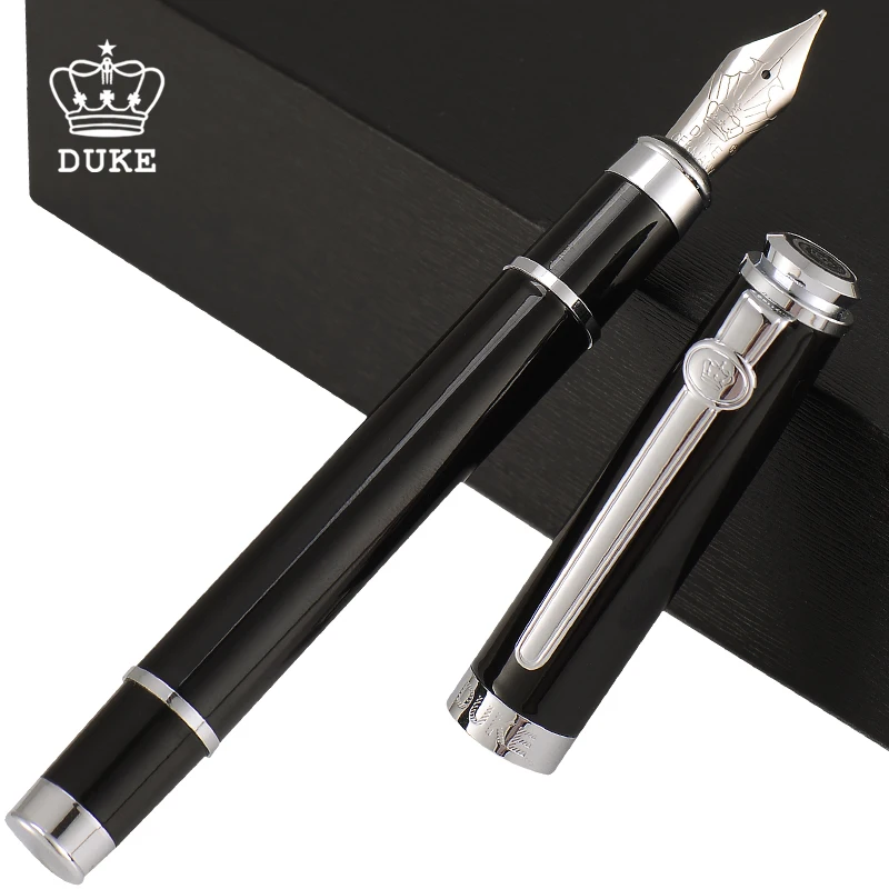 

Exquisite Silver Clip Fountain Pen DUKE Luxury 0.5mm Iraurita Nib Writing Ink Pens Gift Pen Stationery