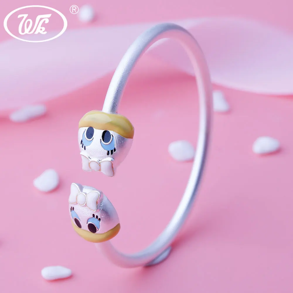 

WK NEW Fashion Real Pure 999 Sterling Silver Bracelet Bangle Charm Bracelets Bangles Jewelry For Girls Boys Wholesale 4W BB26081