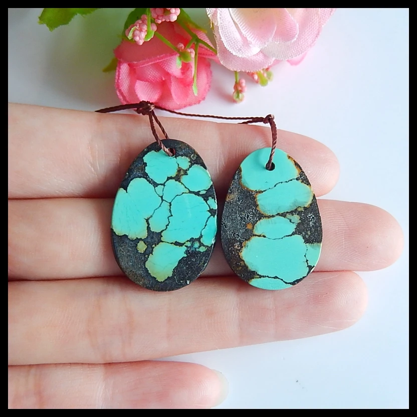 

Natural Turquoise Semi-precious stones, Jewelry accessories Woman Earring Beads,26x19x2mm,4.7g