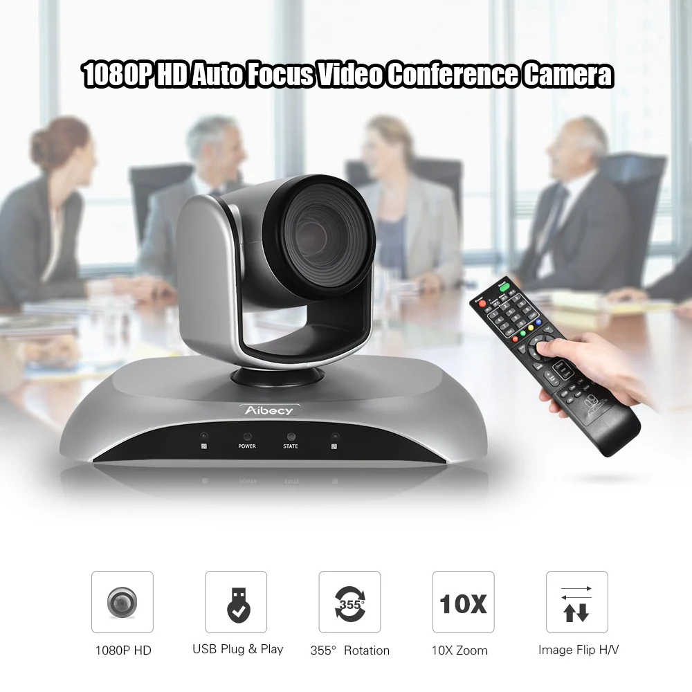 Aibecy проектор 1080P HD USB видео конференц-камера мини-проектор 10X оптический зум автоматический фокус с инфракрасным пультом дистанционного управления