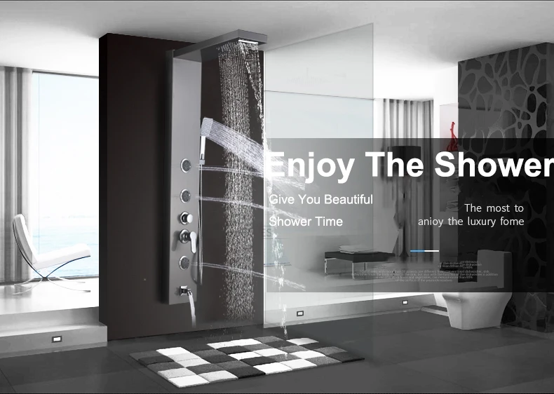 quyanre shower faucet brushed nickel rainfall waterfall shower head abs handshower massage spa jets mist jets tub spout faucet single handle mixer tap bath faucet5