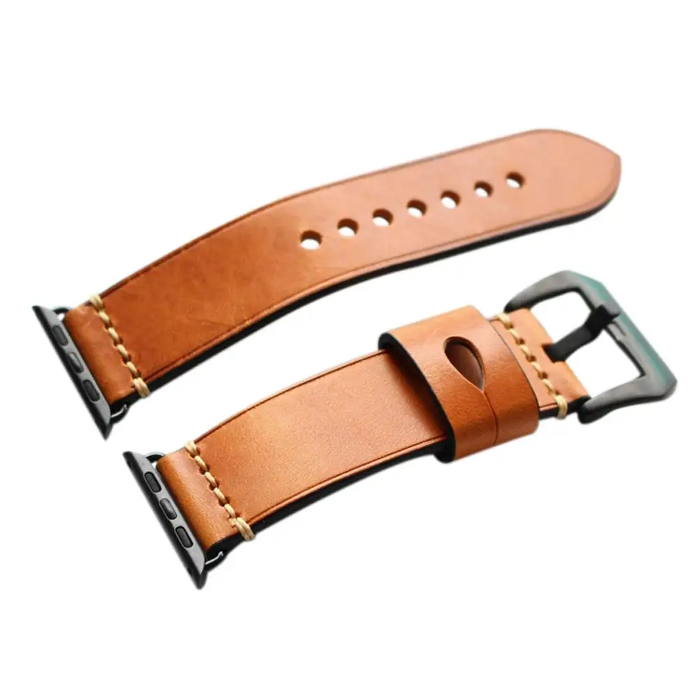 

LinTimes New Men 125MM+75MM Manual Fashionable Genuine Leather Strap Watch Band for Apple Watch