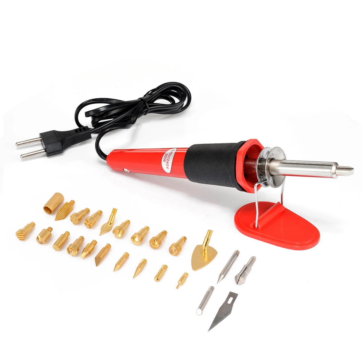 Mayitr 26pcs Wood Burning Iron Pen Set Electronic Soldering Iron Tips Kit For DIY Leather Wood Embossing Craft 220-240V 30W
