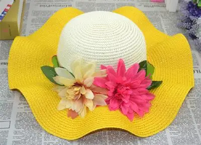 SUOGRY модная шляпа для девушек Женская широкая с мягкими Полями Летняя Пляжная шляпа соломенная шляпа Кепка с цветком - Цвет: 8