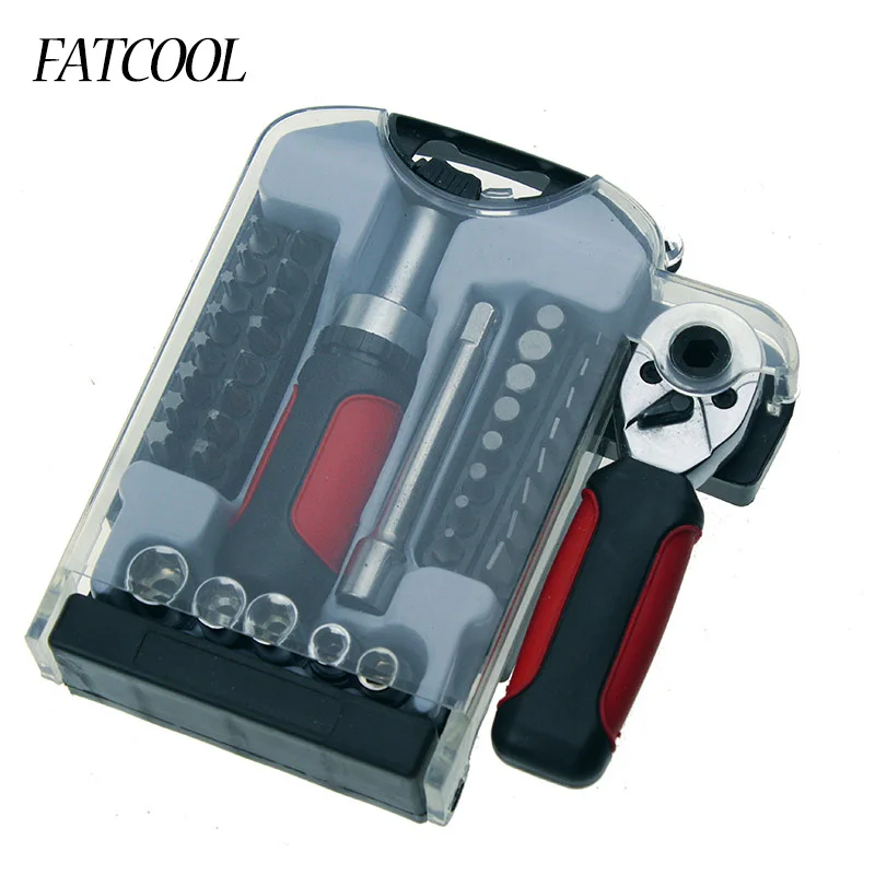 Набор торцевых ключей FATCOOL 39 в 1 комплект инструментов с трещоткой для ремонта