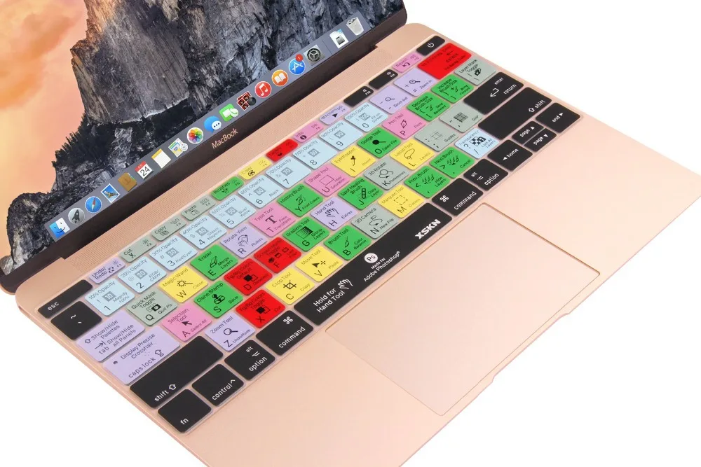 For Macbook 12 inch keyboard skin, for Photoshop Design PS Functional Silicone Keyboard Cover for Macbook 12 inch, US Layout