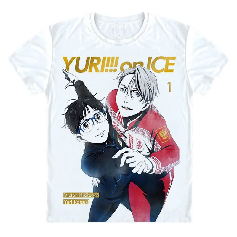Футболка Yuri on Ice plusetsky Yuri! On Katsuki Victor Nikiforov Красивая Мужская аниме футболка Косплей