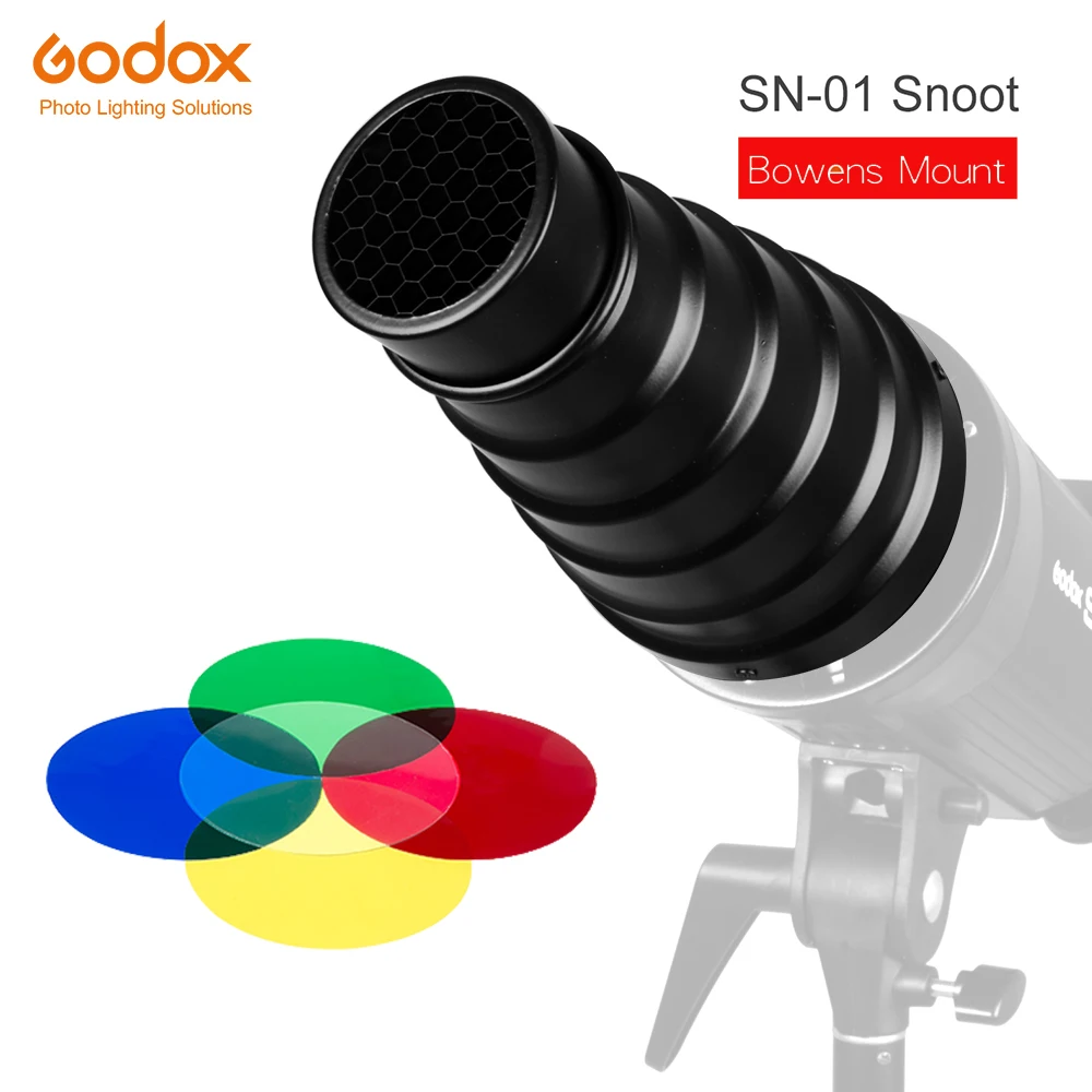 

GODOX SN-01 Bowens Mount large Snoot Professional Studio light Fittings With Color Filter Conical Studio Flash Accessories