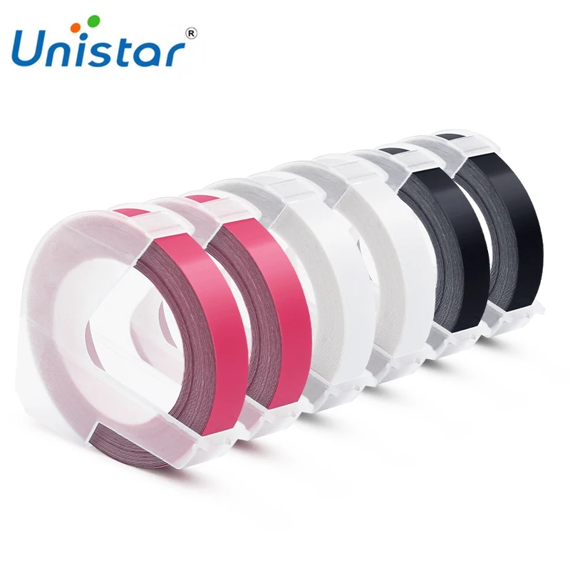 Unistar 6 рулонов Φ 3D пластиковые ленты 9 мм x 3 м комбинированный набор черный