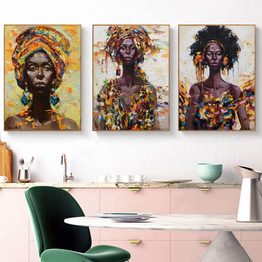 Graffiti African Girl Poster Canvas Art Prints , Watercolor African Woman Portrait Art Painting Wall Pictures Home Room Decor