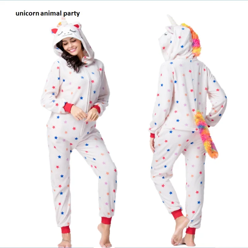 Кигуруми комбинезоны костюмы на Хэллоуин косплей мультфильм белые животные пятиконечная звезда Единорог на молнии пижамы костюмы одежда для сна - Цвет: Бежевый