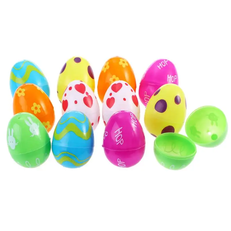 

12pcs Plastic Easter Eggs Bright Color Easter Egg Assortment Party Favor For Easter Egg Hunt And Surprise Egg