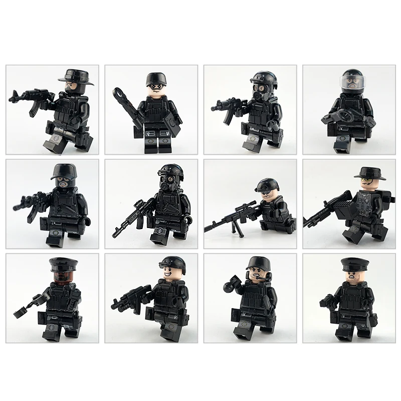 

Military Special City SWAT Figurines Building Block Compatible Legoings Armed Soldiers Bricks Force Figures Weapons Kids Toys