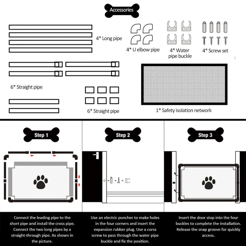 Безопасная сеточка для домашних животных, изолирующая сеть для детской двери, ограждение, легко собрать, готовая к использованию, подходит для двери, стены, лестницы, спальни