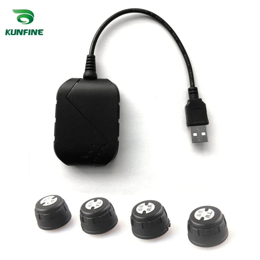  KUNFINE USB Android TPMS Sistema de Monitoreo de presión de neumáticos sistema de alarma de pantall