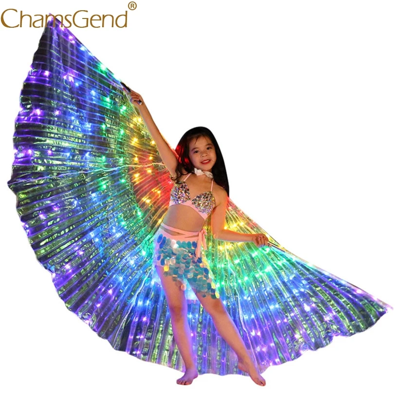 

Newly Design Kids Girl Rainbow LED Lighting Butterfly Angel Wings with Telescopic Stick for Carnival Party Dancing Show 906