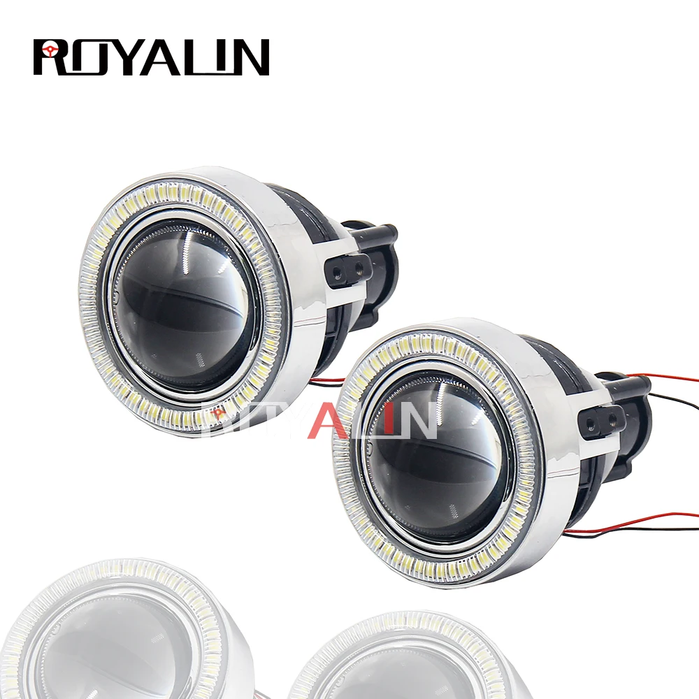 

ROYALIN Angel Eyes Fog Lights Lens H11 HID Bixenon Projector Waterproof Bifocal Driving Lamps Universal Retrofit Car Motor DRL