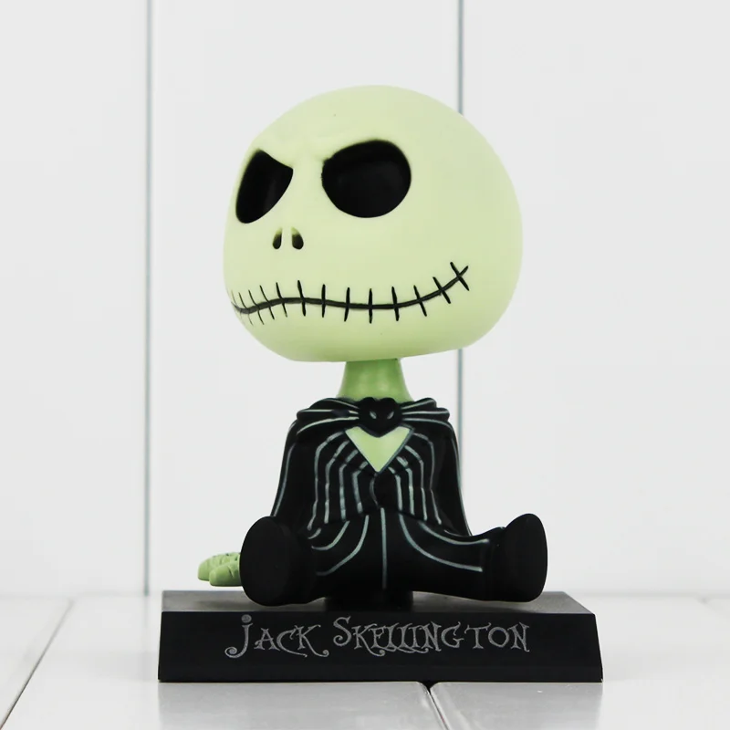 

11cm The Nightmare Before Christmas Jack Wacky Wobbler Bobble Head With Box PVC Action Figure Car Decoration Model Toy