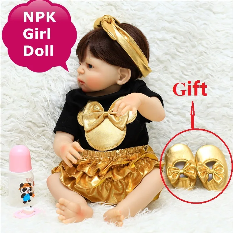 NPK 57 см силиконовые куклы Reborn Baby с милой Bebe Кукла Одежда прекрасное возрождение