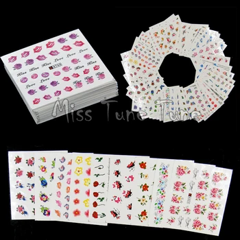 

50pcs Flowers Roses Water Nail Stickers Water Transfer Nail Decals Mixed Flowers Designs Spring Garden Manicure 2017