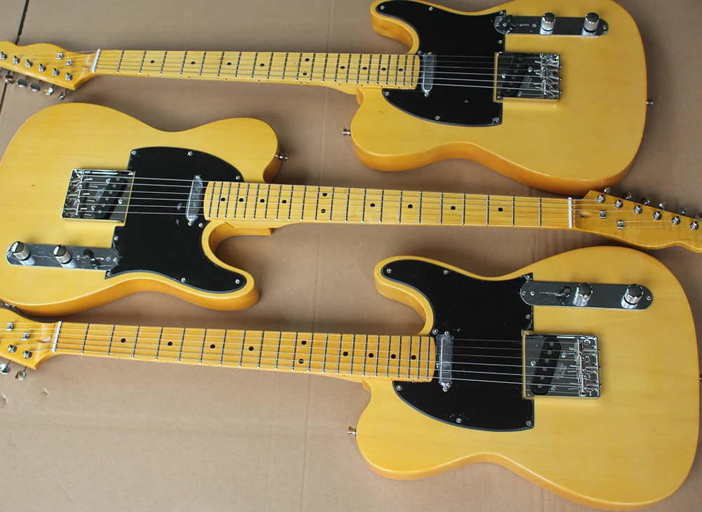 Buy Factory wholesale yellow basswood electric guitar with black pickguard