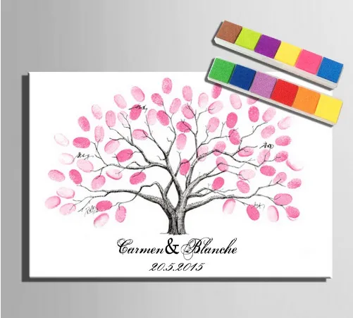 

Wedding Fingerprint Signature Canvas Painting Trees ( 1 set=3 pcs)
