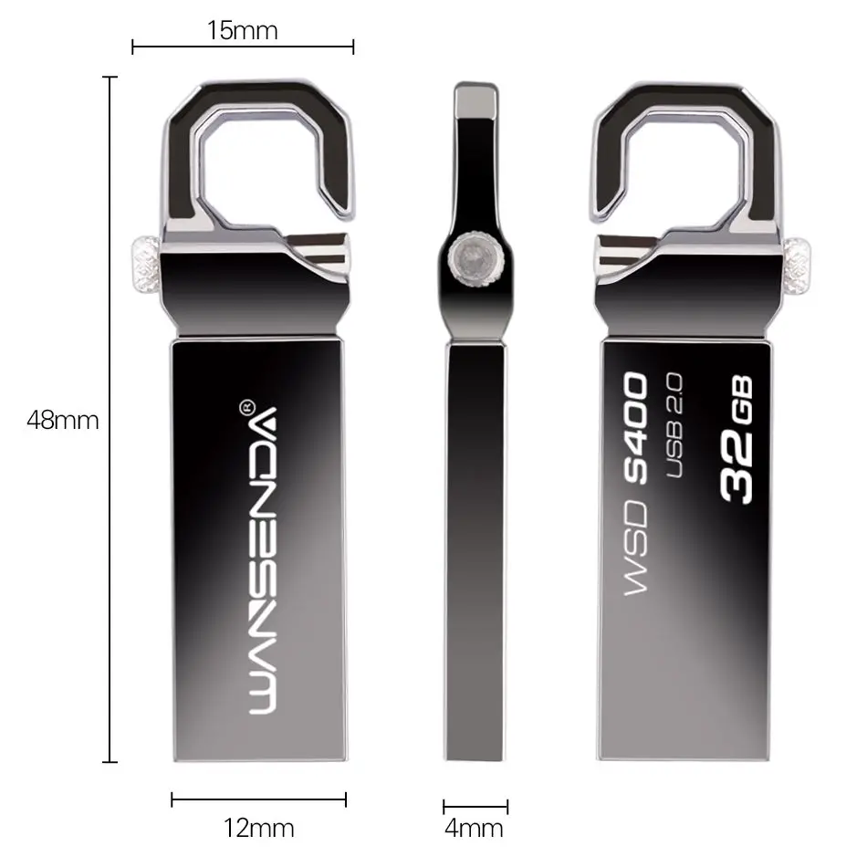 USB флеш-накопитель Wansenda из нержавеющей стали, флеш-накопитель на 32 ГБ, 64 ГБ, флеш-накопитель на 8 ГБ, 16 ГБ, флеш-накопитель USB 2,0, карта памяти, u-диск