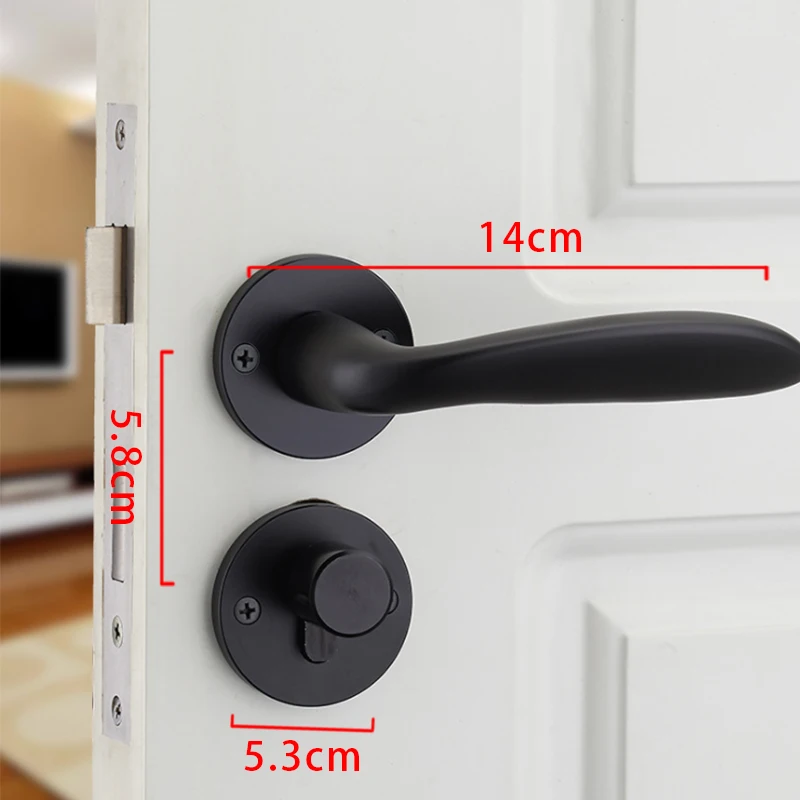 1Pc Space Aluminum Black Door Handle Set with Lock Durable Cylinder Front Lever Latch Home Security Modernized Simple Handleset images - 6