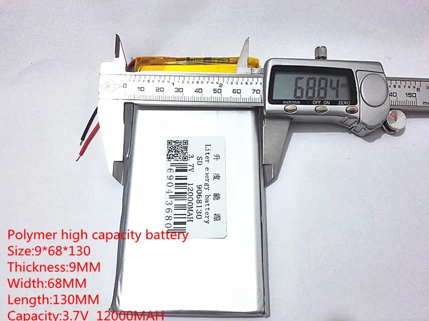 Литий-полимерная литиевая батарея li-po() 3,7 V, 12000 MAH 9068130 можно настроить оптом CE FCC паспорт безопасности токсичных веществ сертификация качества