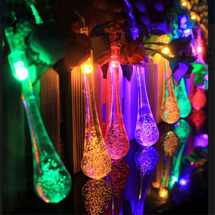 

5M LED Christmas String Lights 20pcs Waterdrop Fairy String Garland For Wedding Christmas Party Festival Outdoor Lighting